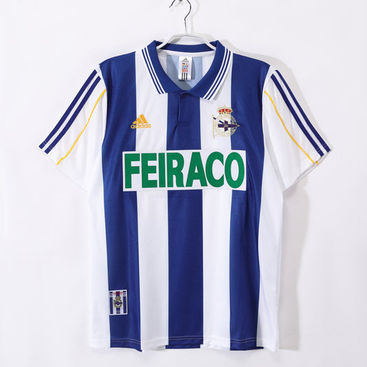 99-00 season Deportivo La Coruna home blue and white jersey